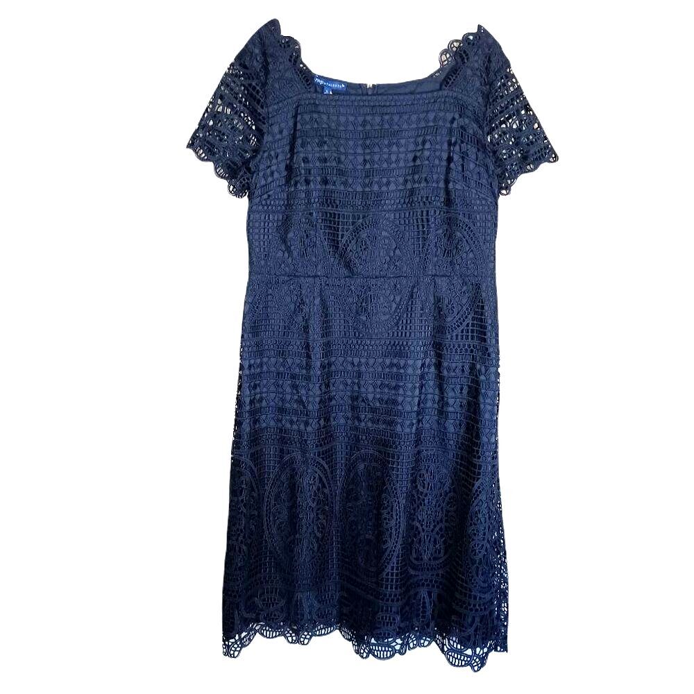 RSVP by Talbots Medallion Lace Dress Navy Blue Size 12 New With Tags